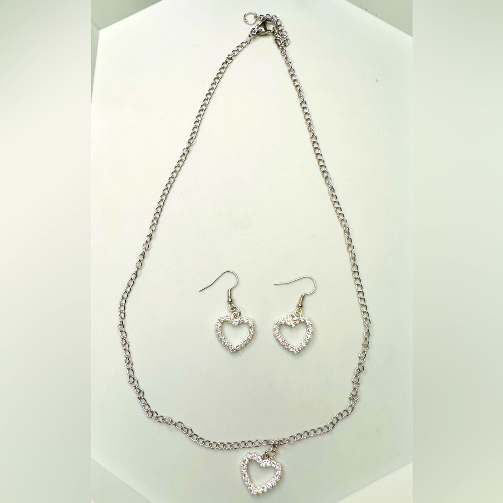 Heart Necklace / Bracelet Set - Handmade